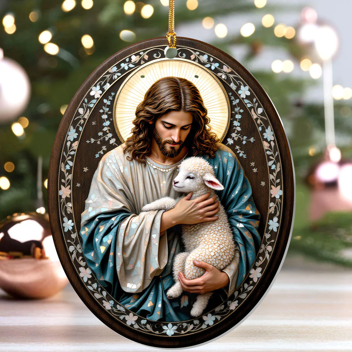 The Good Shepherd Acrylic Christmas Ornament, Jesus Carrying A Lamb Christian Spiritual Gifts
