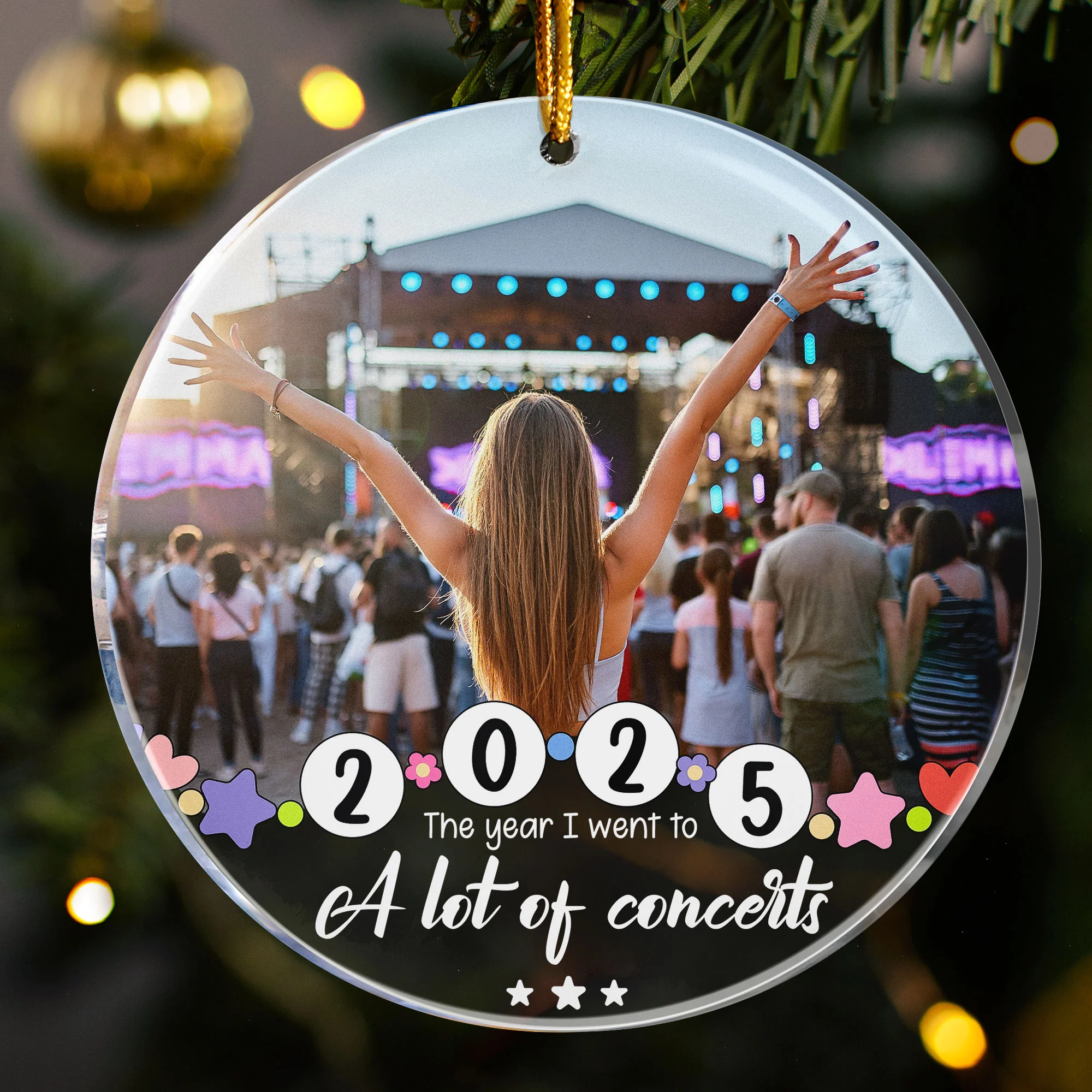 The Year I Went To A Lot Of Concerts Christmas Acrylic Ornament, Custom Photo Xmas Decor, Music Lover Gift