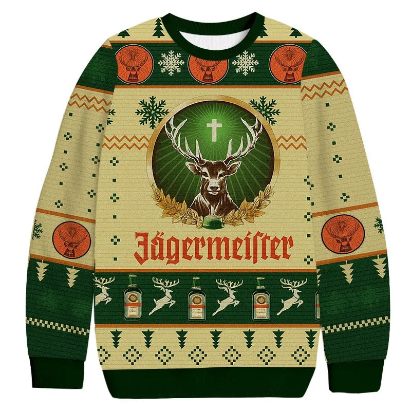 Jagermeister Elk Funny Ugly Sweater, Ugly Xmas Sweater, Christmas Ugly Sweatshirt
