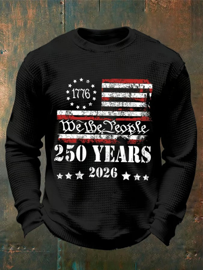 We The People 250 Years American Flag Pattern 250th Anniversary Cool 4th Of July Black Vintage Long Sleeve Shirts