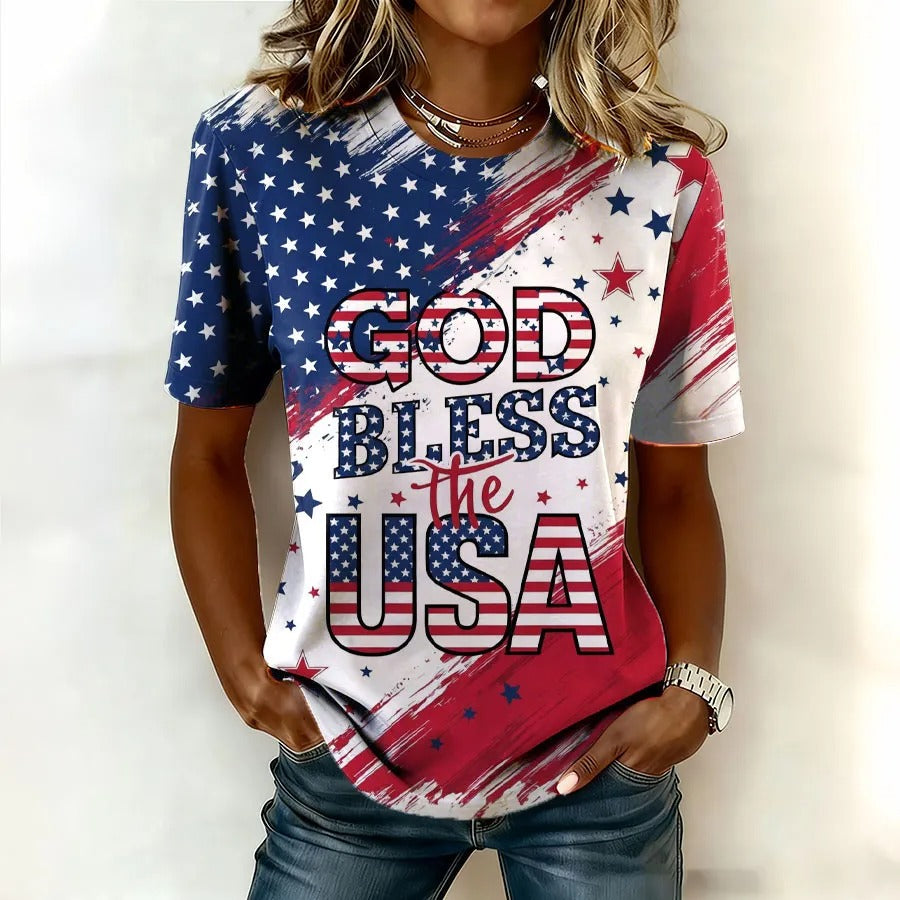 Women'S Retro American Independence Day USA Shirt, 4th Of July Shirt, Patriotic Womens Tee