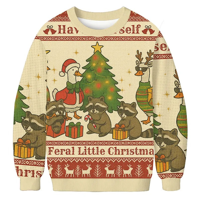 Wild Holiday Animal Party Funny Ugly Sweater, Ugly Xmas Sweater, Christmas Ugly Sweatshirt