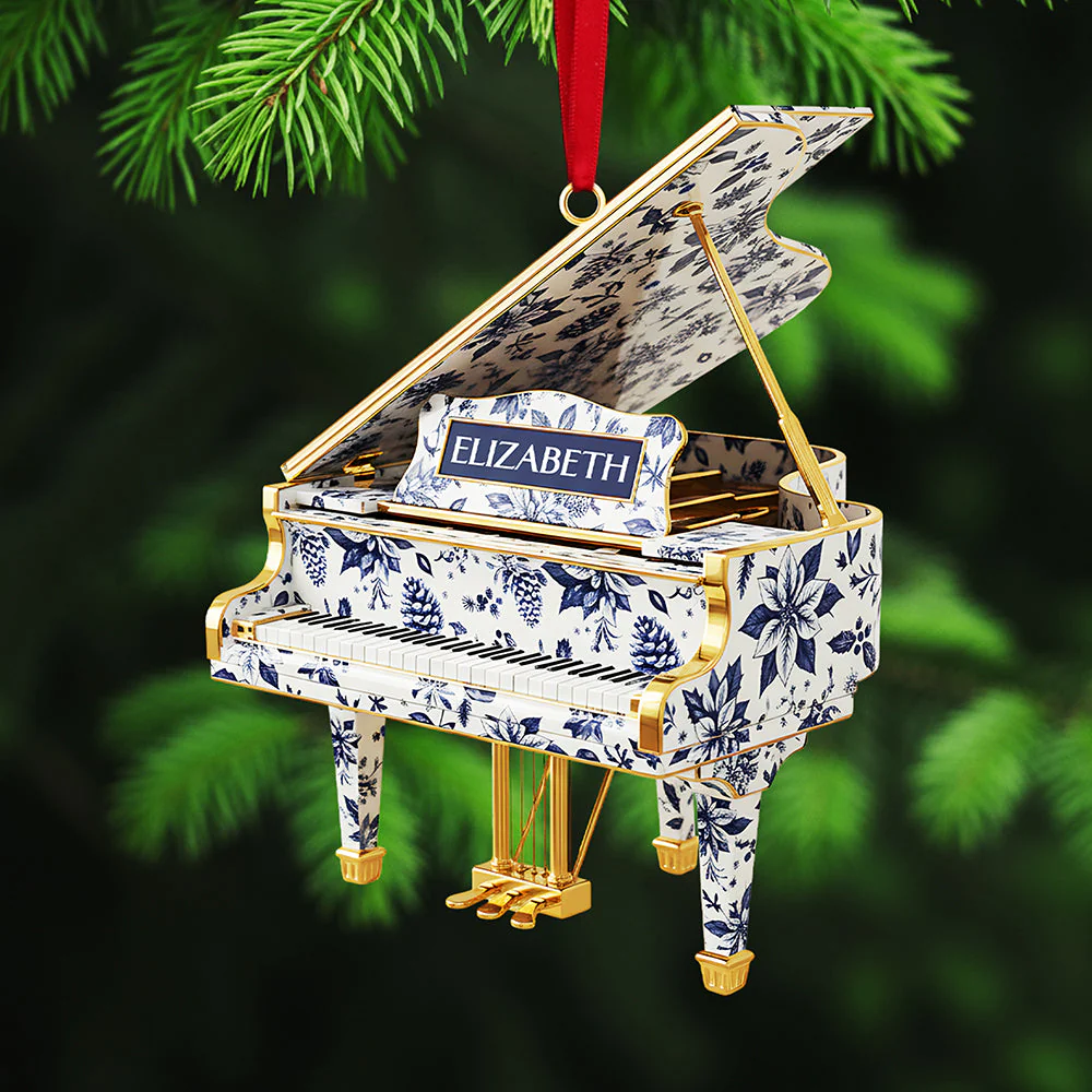 Piano Toile de Jouy Custom Shape Acrylic Ornament, Gift For Piano Lover, Gift Ideas For Music Lovers