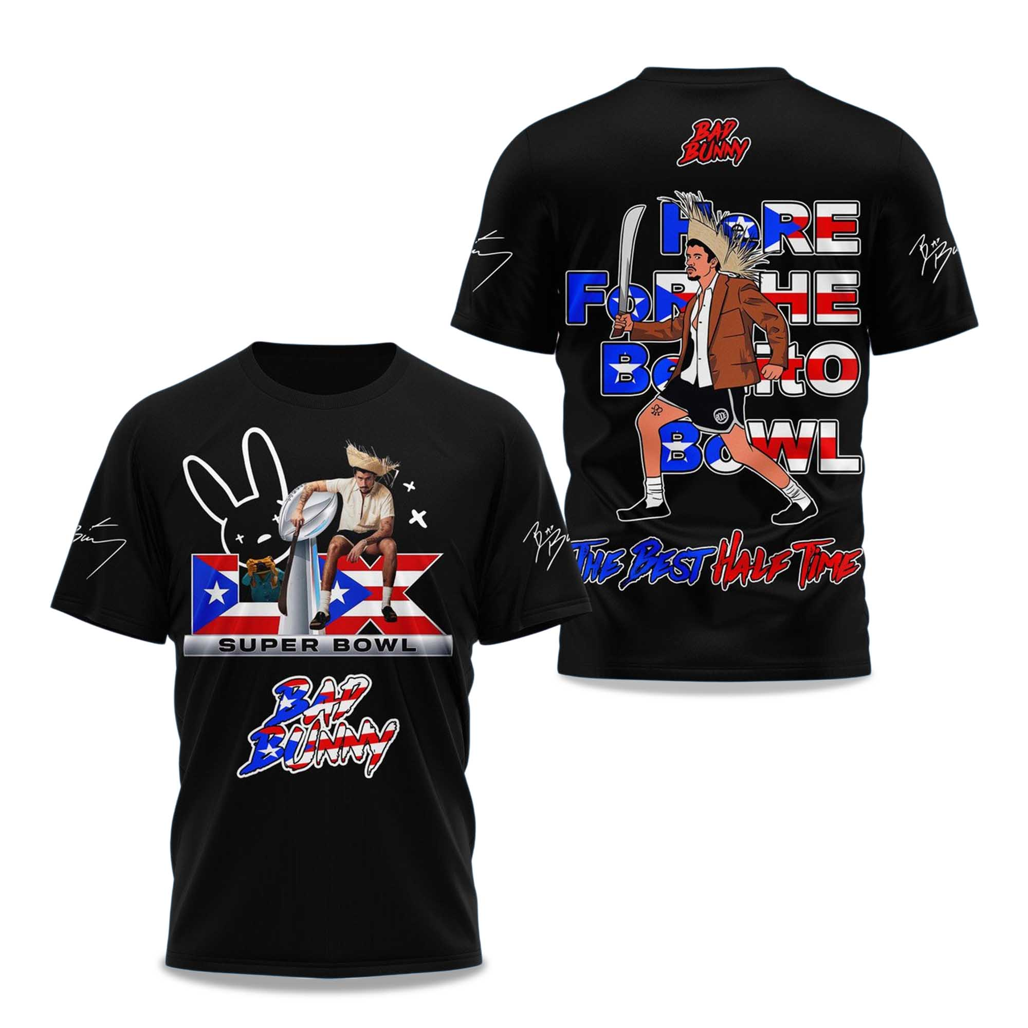 Bad Bunny Here For The Benito Bowl The Best Half Time Shirt Football Vneck Shirt, Game Day Shirt