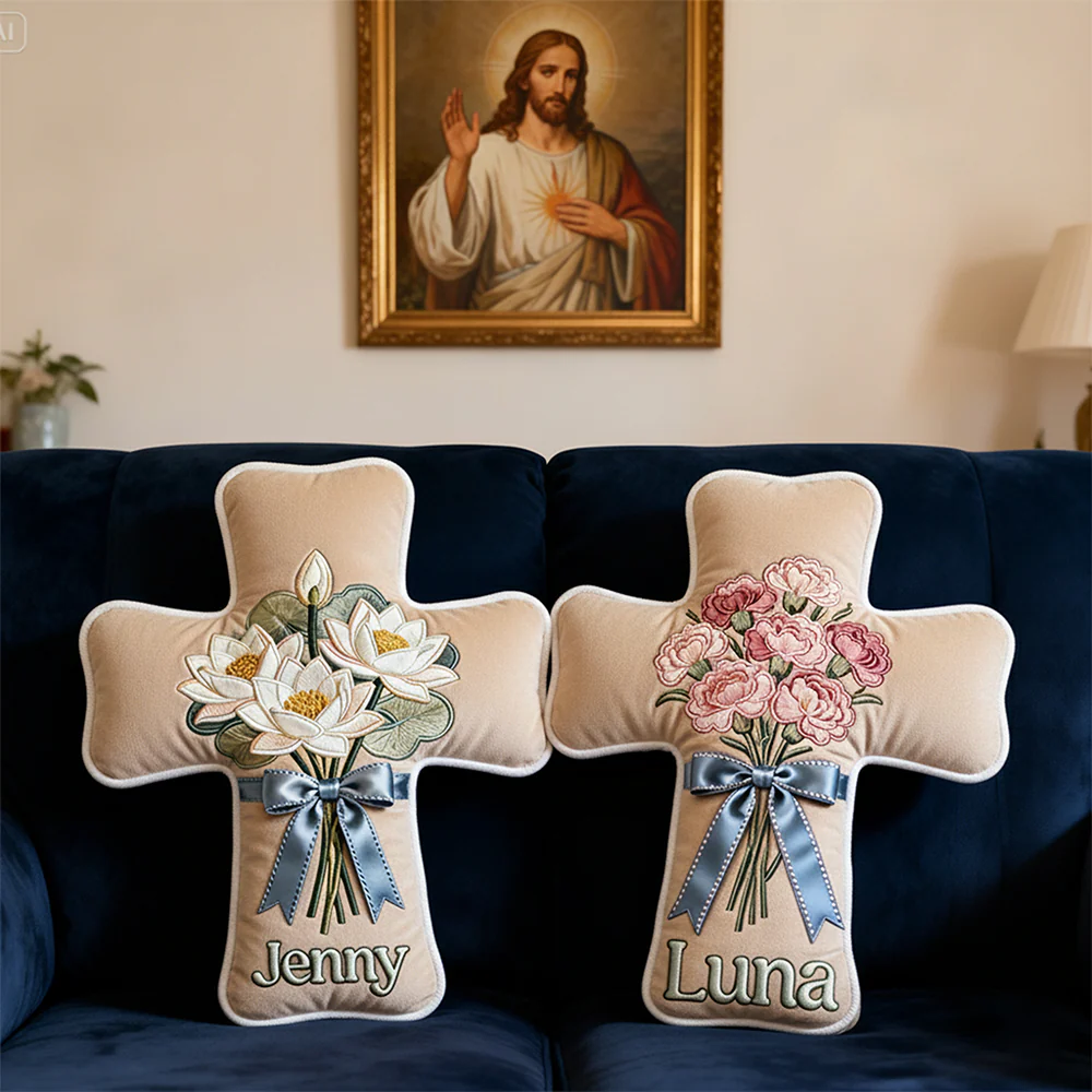 Birth Month Flower Christian Custom Shaped Pillow, Gifts For Christian, Christian Mother's Day Gifts