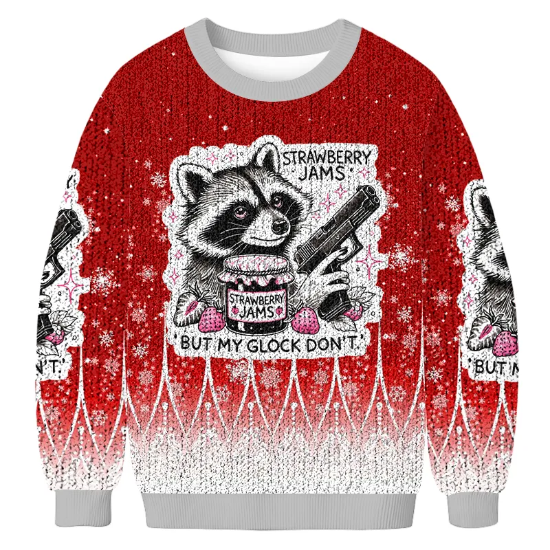 Gun-Wielding Raccoon Funny Ugly Sweater, Ugly Xmas Sweater, Christmas ...