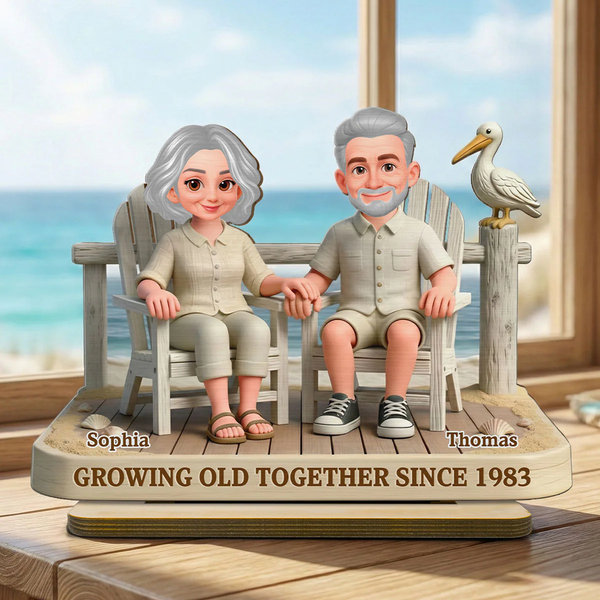 Personalized 3D Effect 2-Layered Wooden Couple Plaque With Names & Yea