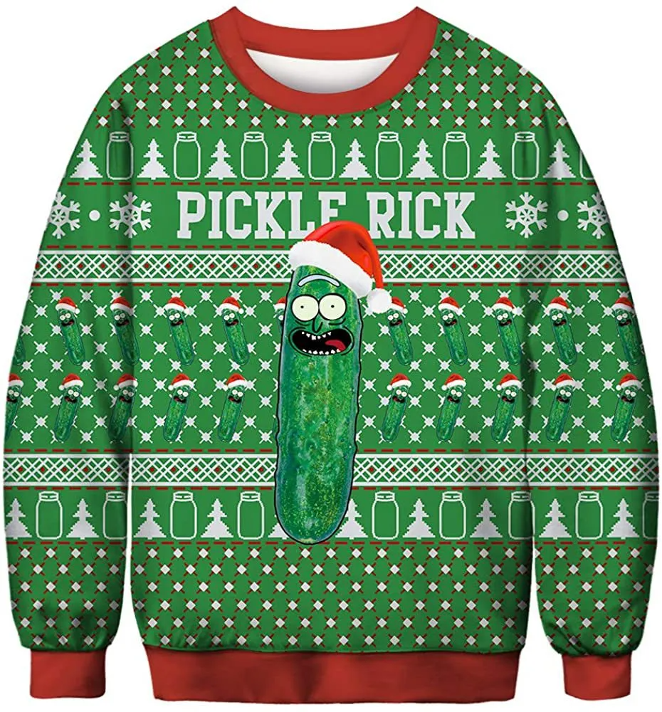 Pickle Rick Vintage Christmas Sweater, Ugly Xmas Sweater, Christmas Ugly Sweatshirt