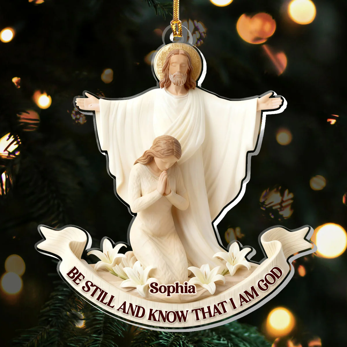 Be Still And Know That I Am God Acrylic Ornament, Jesus Christmas Ornament, Christian Christmas Gifts