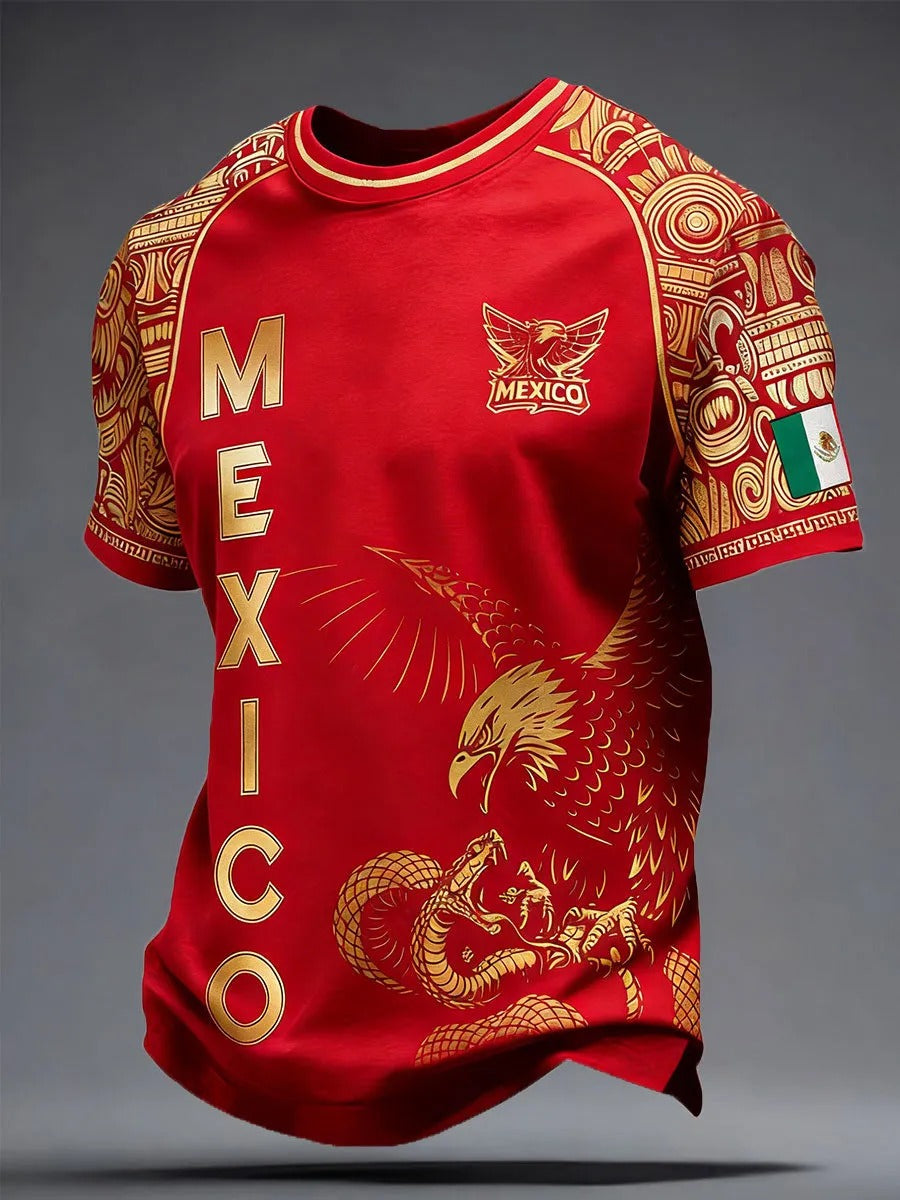 Mexico Aztec Heritage Red Eagle T-Shirt, Soccer Champion Gameday Shirts, Soccer Fan Gift