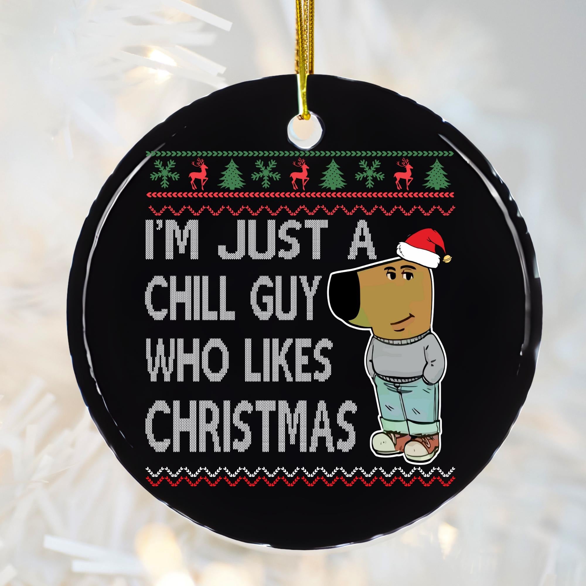 Chill Guy Dog Acrylic Ornament, Christmas Tree Decoration, Ornament Gift Idea, Christmas Ornament