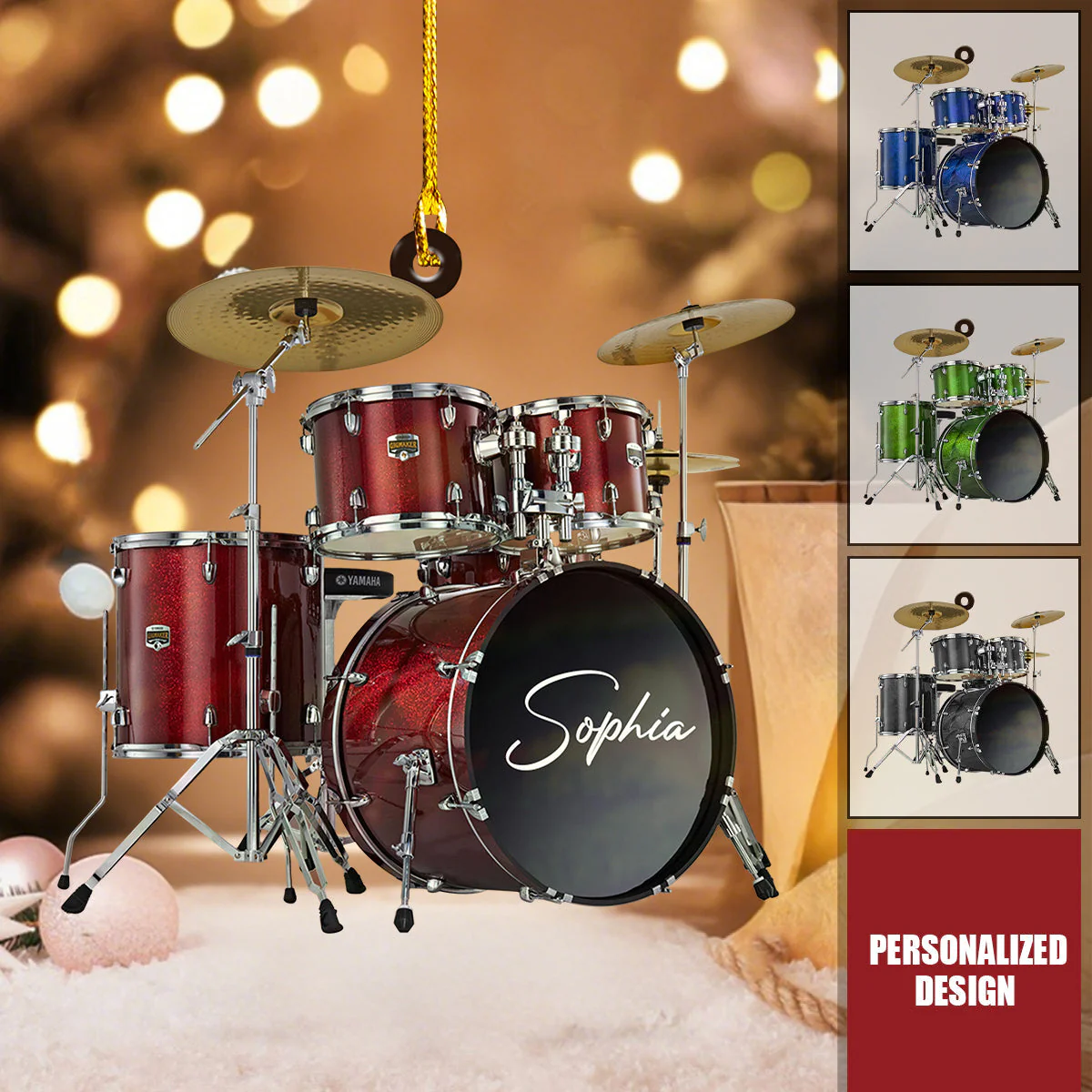 Custom Drum Ornament, Presents For Drummers, Gift Ideas For Music Lovers, Custom Christmas Ornaments