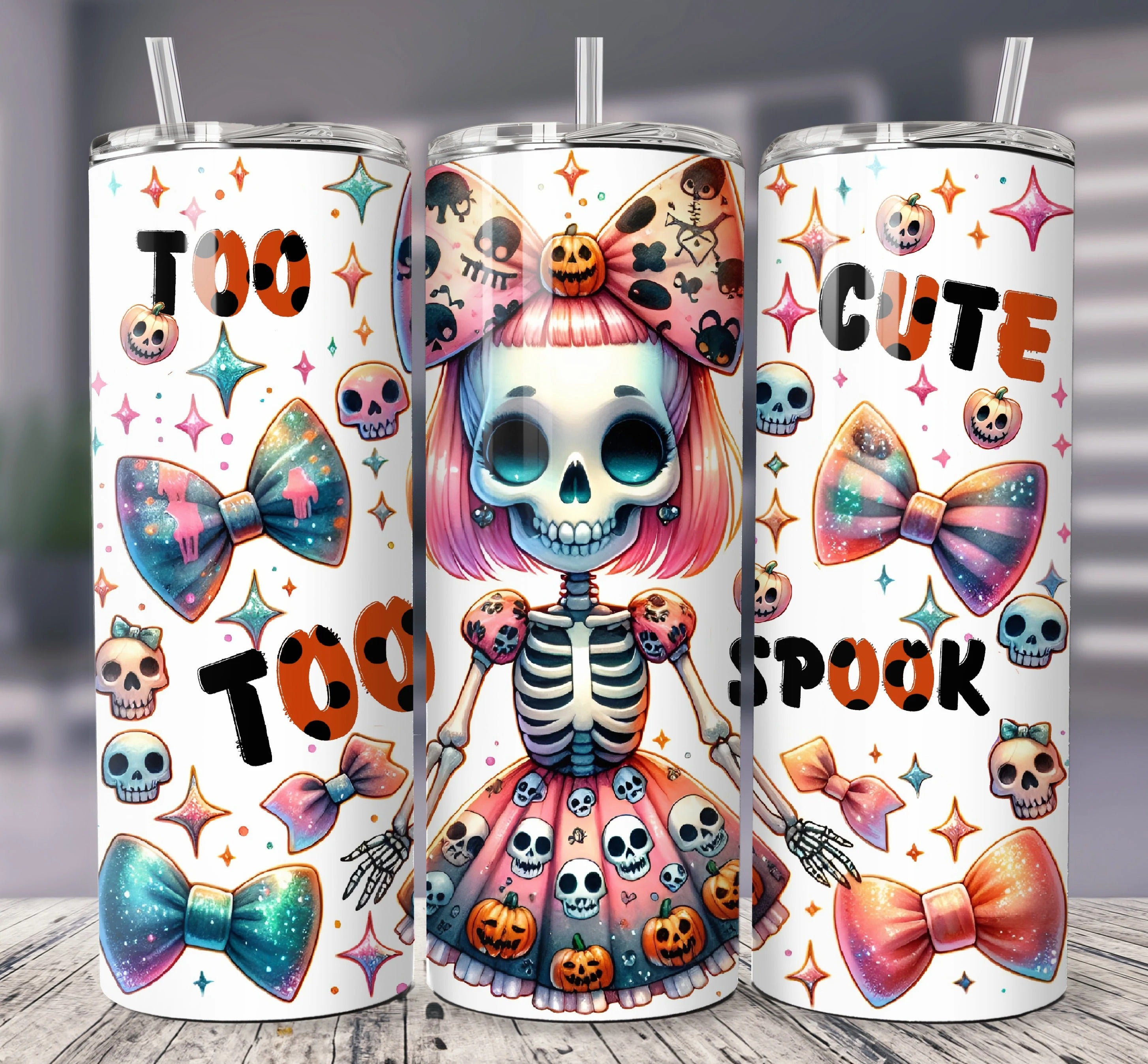 Cute Spooky Girl 20oz 30oz Tumbler, Funny Coquette & Bows Halloween Tumbler, Halloween Gift Idea