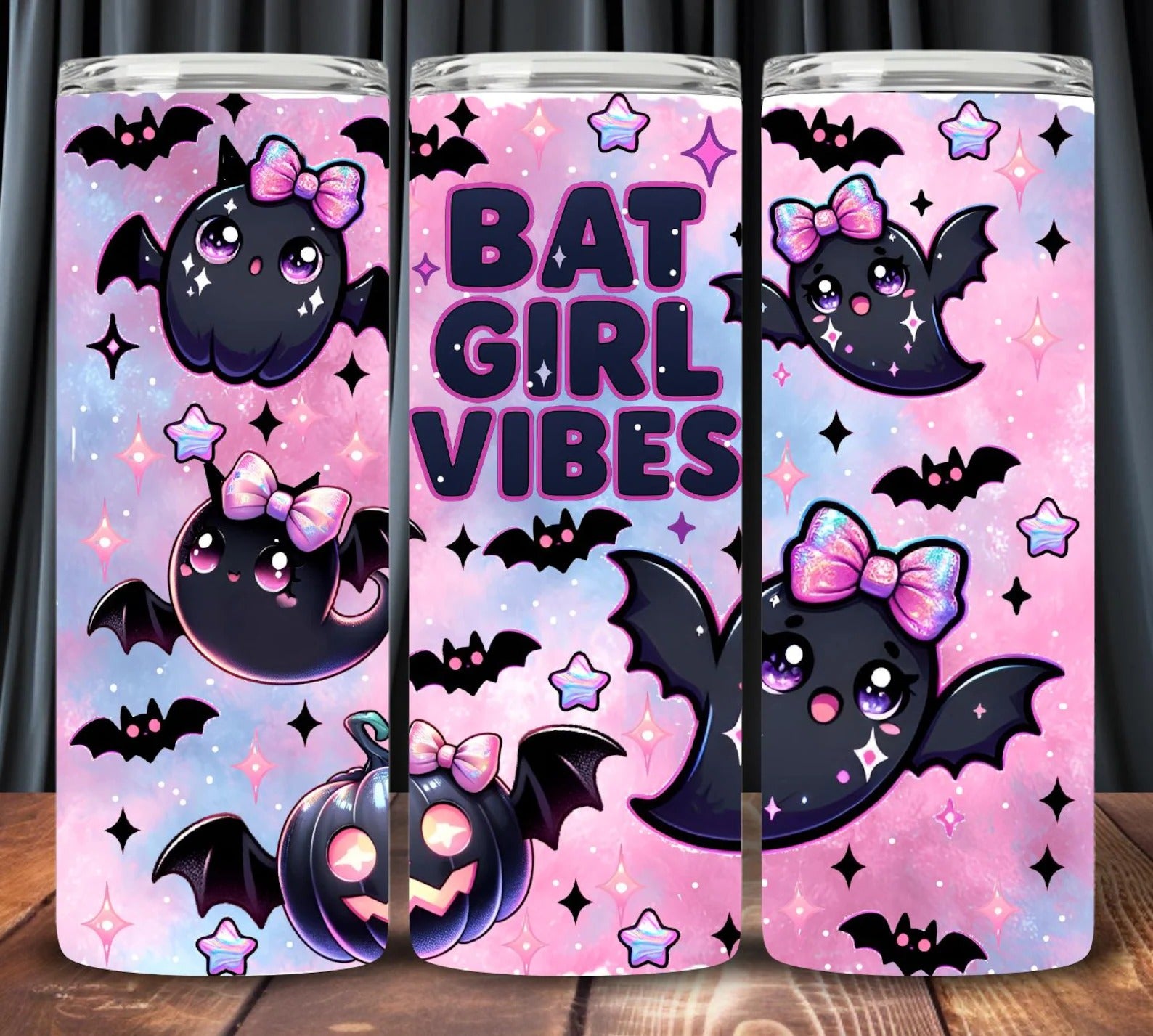 Bat Girl Vibes 20oz 30oz Tumbler, Cute Pink Galaxy Halloween Costumes, Halloween Gifts