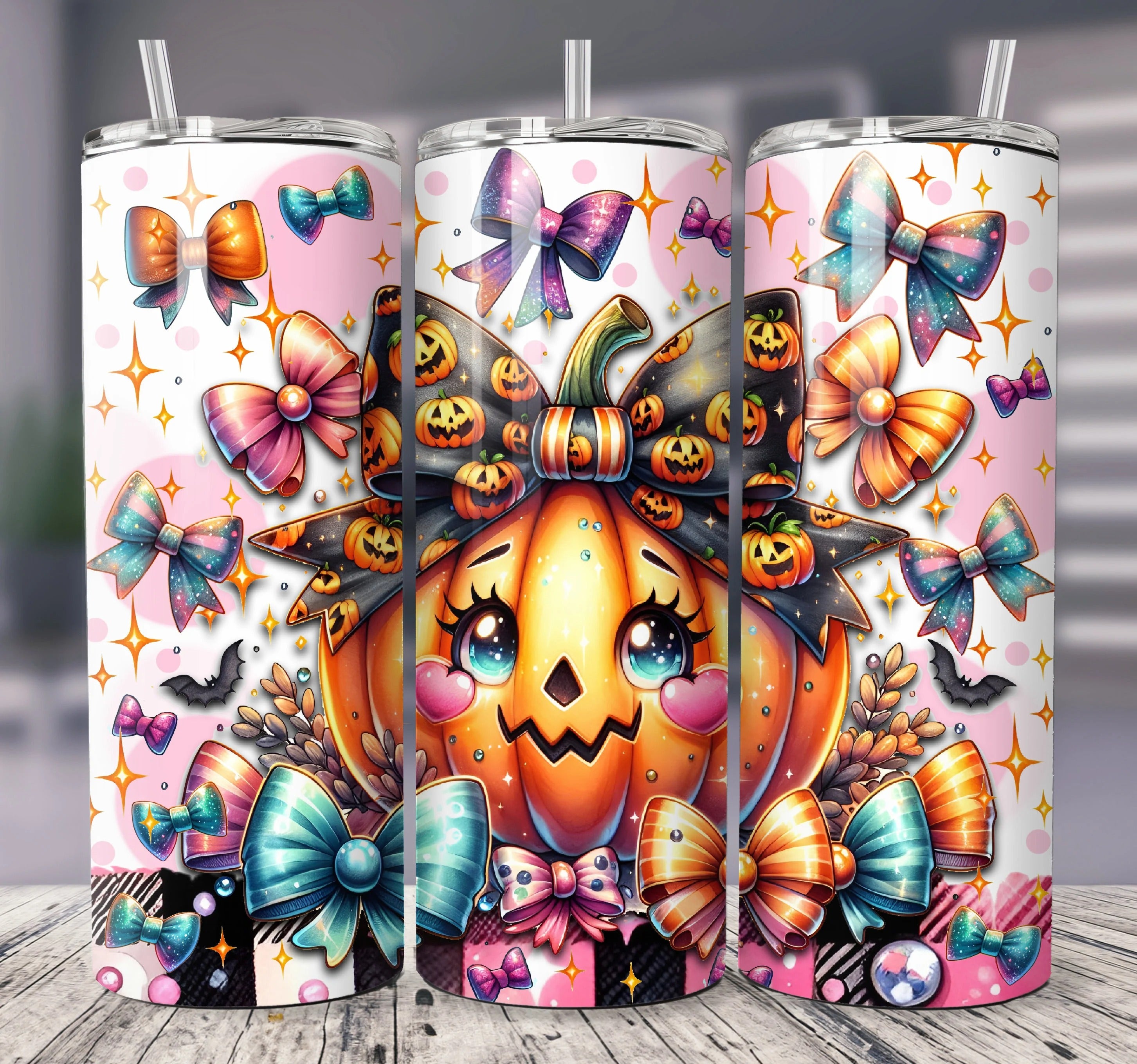 Cute Pumpkin Girl 20oz 30oz Tumbler, Funny Coquette & Bows Halloween Tumbler, Halloween Gift Idea