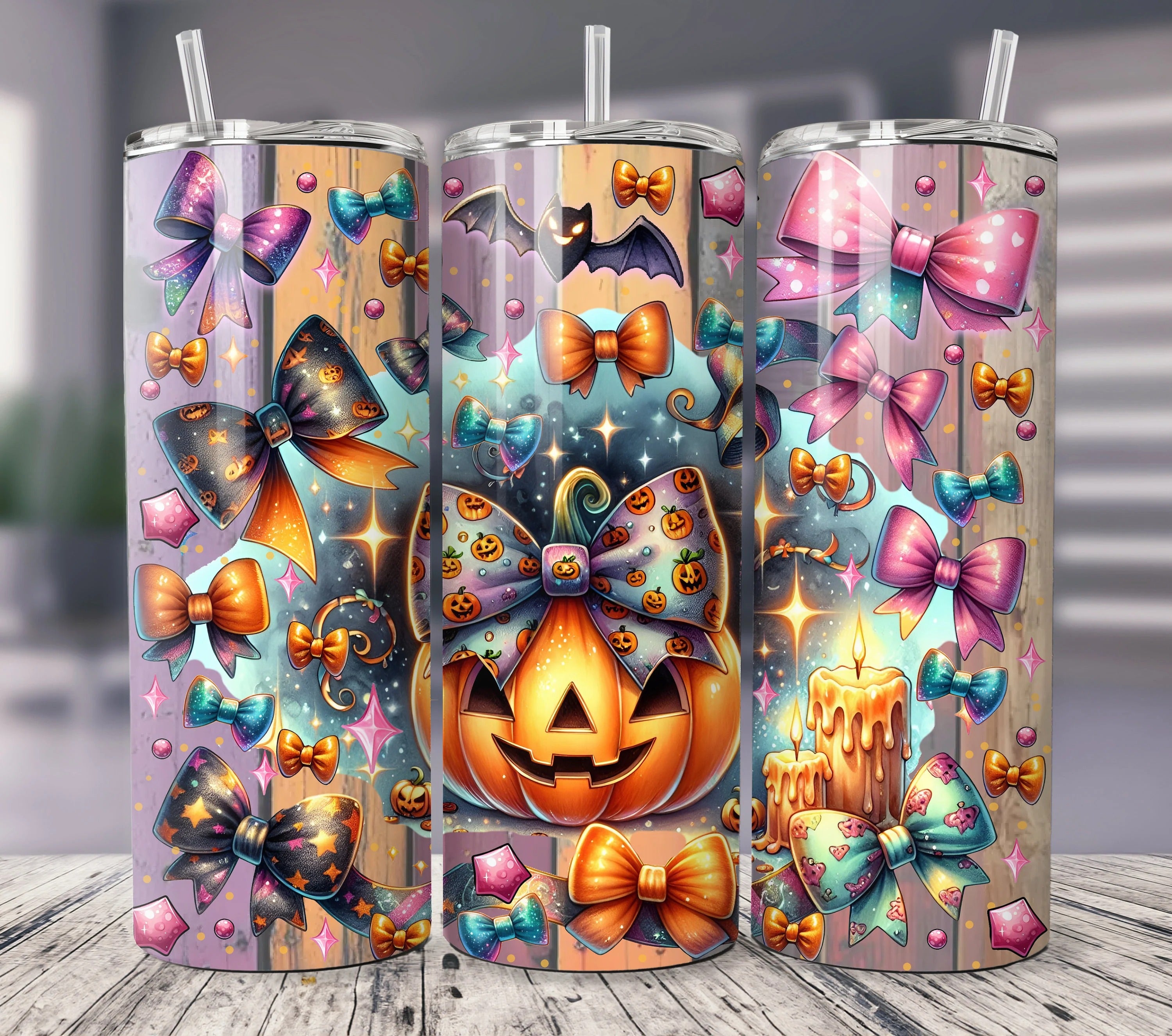 Cute Halloween Jack O Lantern Girl 20oz 30oz Tumbler, Funny Coquette & Bows Halloween Tumbler, Halloween Gift Idea