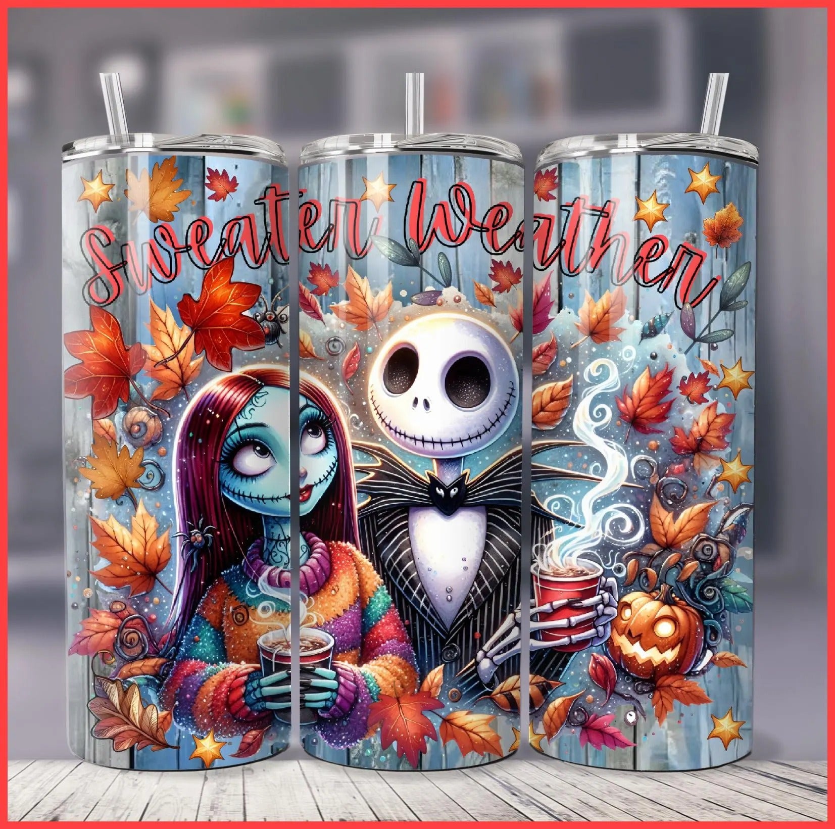 Fall Autumn 20oz 30oz Tumbler, Jack and Sally, Pumpkin Spice, Fall & Halloween Gifts
