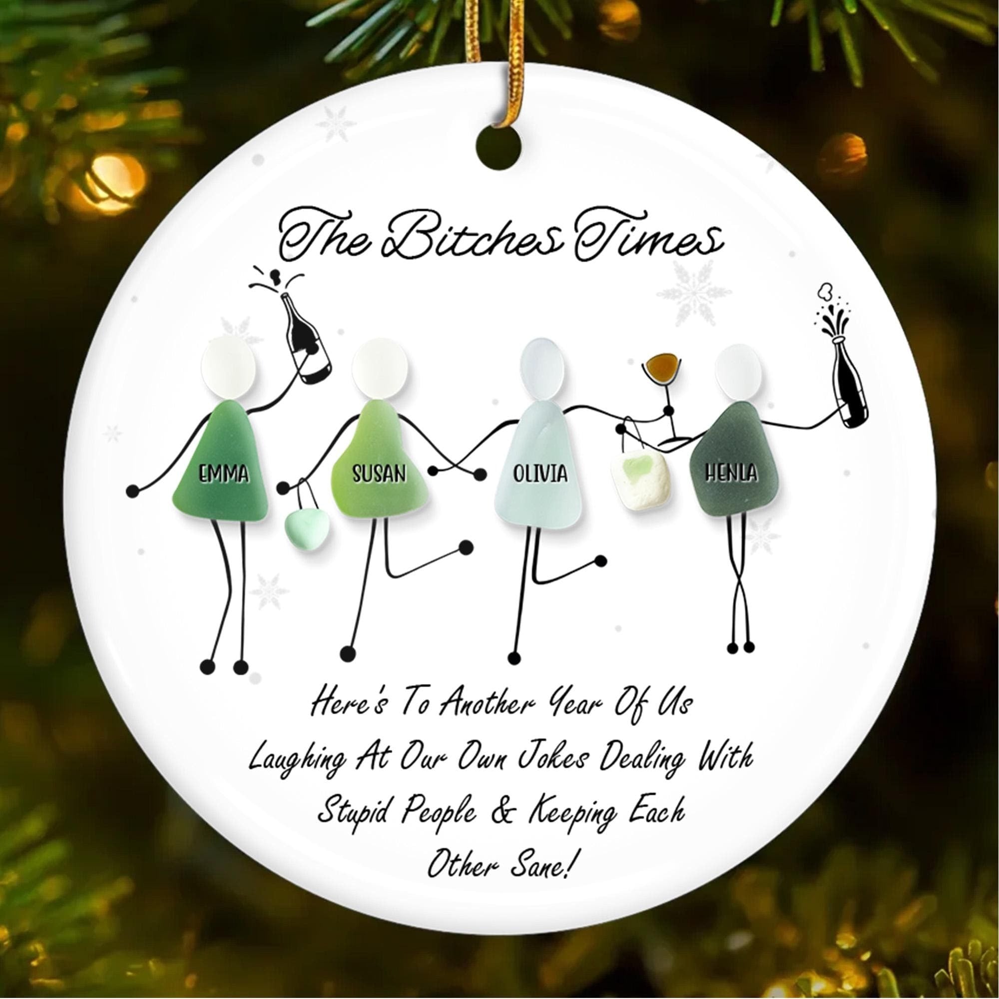 Here's To Another Year Of Us Laughing At Our Own Jokes Ceramic Ornament, Holiday Gifts, Christmas Ornament