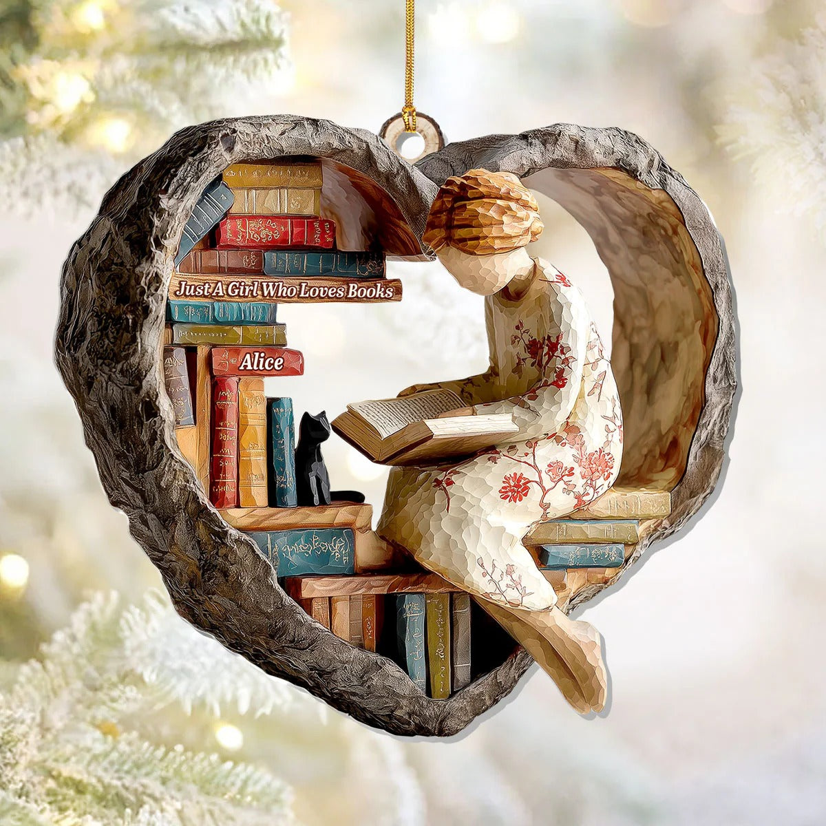 Just A Girl Who Loves Books Custom Name Acrylic Ornament, Christmas Book Ornament, Gifts For Readers