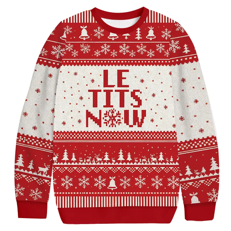Le Tits Now Vintage Christmas Sweater, Ugly Xmas Sweater, Christmas Ugly Sweatshirt