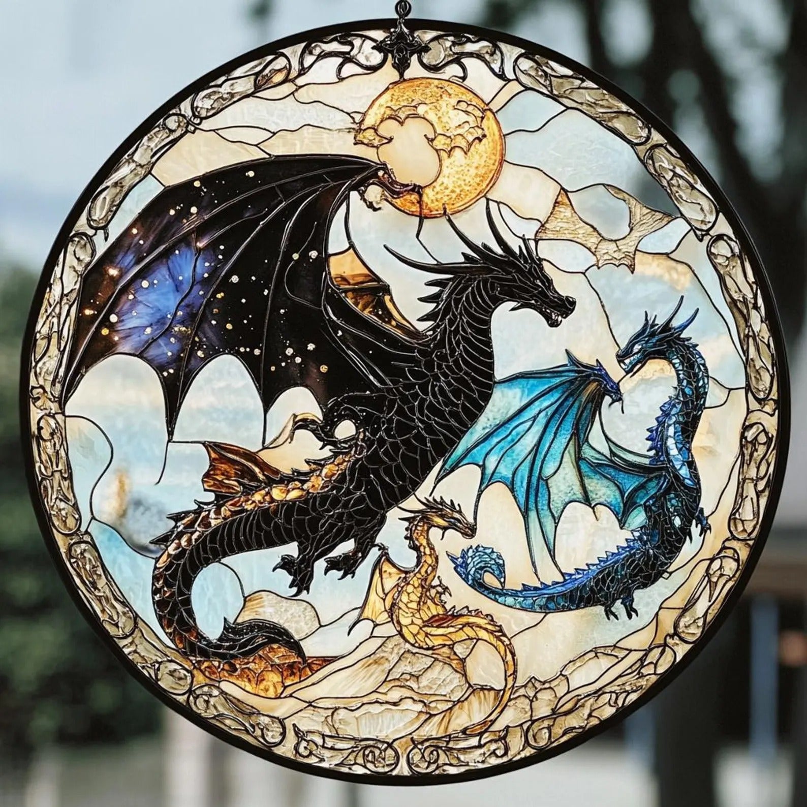 Fourth Wing Dragon Suncatcher, Crystal Suncatcher, Stained Glass Suncatchers, Window Suncatchers