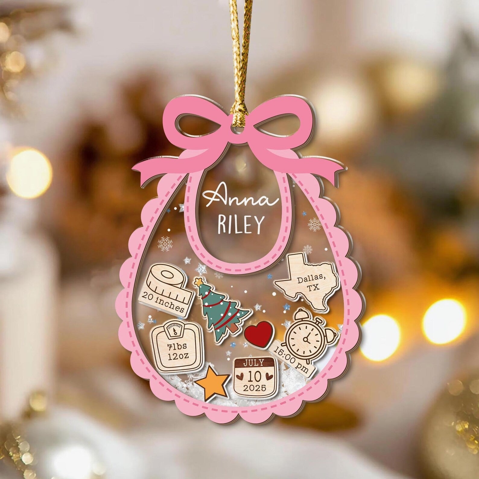 Personalized Baby's First Christmas Ornament, 4D Shaker Ornament 2025, New Baby Gift