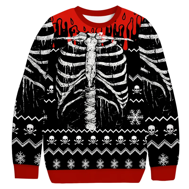 Skeleton Vintage Christmas Sweater, Ugly Xmas Sweater, Christmas Ugly Sweatshirt