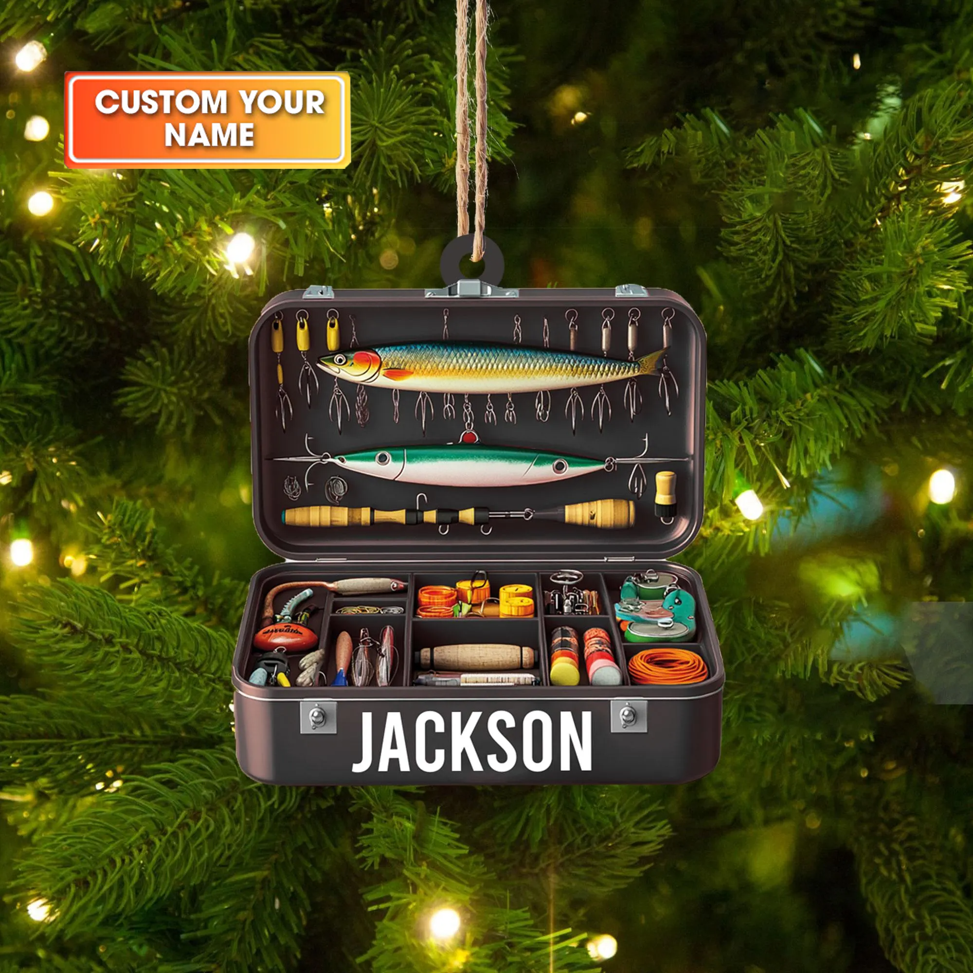 christmas tackle box Personalized Fishing Tackle Box Acrylic Ornaments, Fisherman Christmas – CustomFam