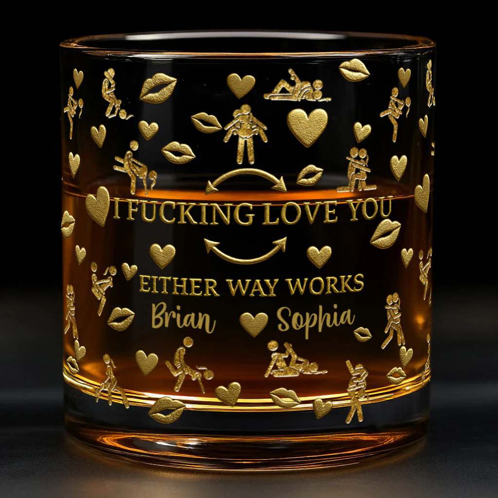 I F*king Love You Whiskey Glass, Personalized Whiskey Glasses, Couple Gift For Him, Valentine Gift Ideas For Him