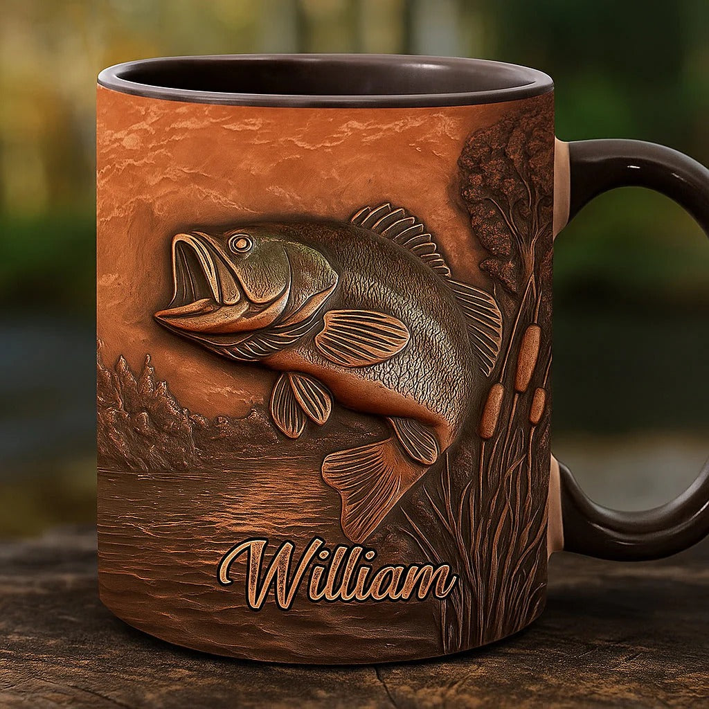 The Best Fisher Accent Mug, Custom Name Fishing Cup, Gift For Fisherman, Fishing Gifts For Men