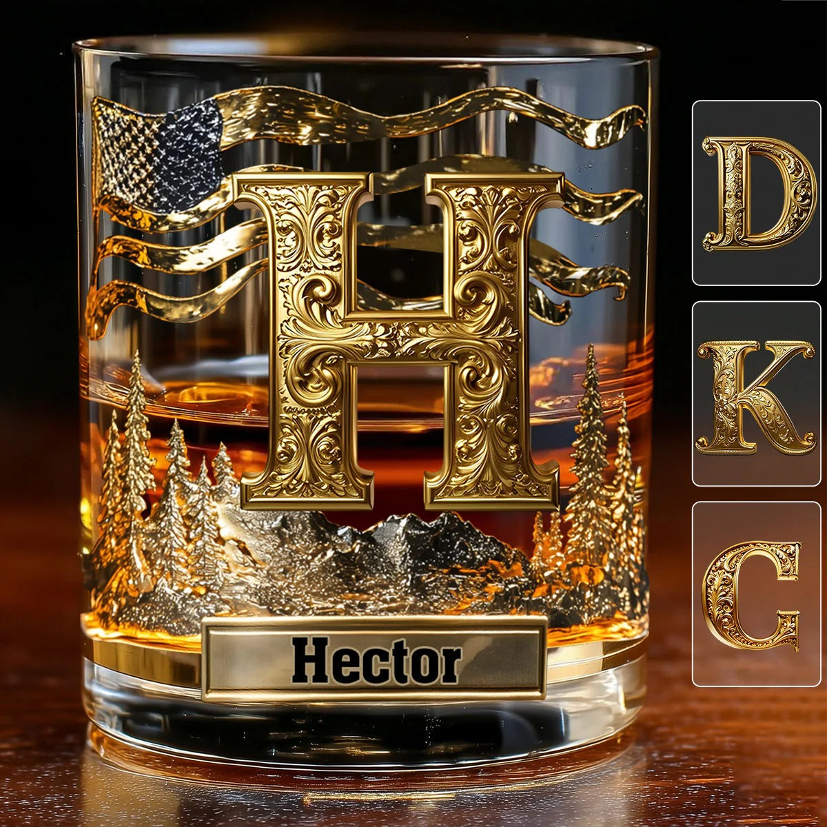 Alphabet Initial For Whiskey Lovers Personalized Whisky Whiskey Glass, Luxury Whiskey Glass