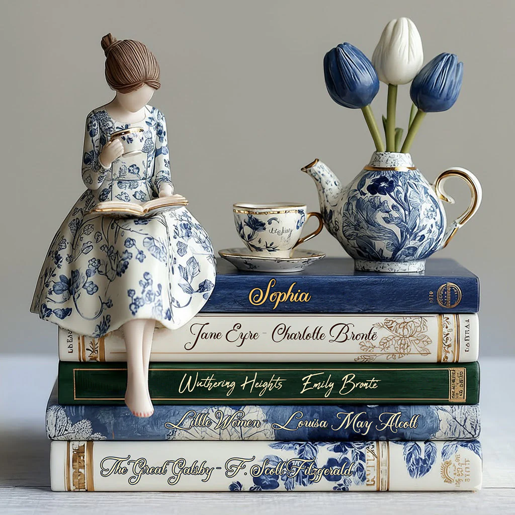 Toile de Jouy Books Lover Acrylic Plaque, Personalized Acrylic Plaque, Gift Ideas For Book Lovers