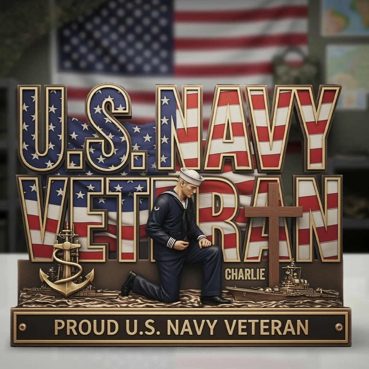 Proud Veteran Custom Name Acrylic Plaque, Personalized Acrylic Plaque, Veteran Gift