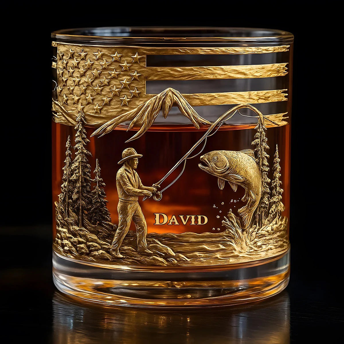 Fishing For Life Personalized Fishing Whiskey Glass, Luxury Whiskey Glass, Fishing Presents For Men