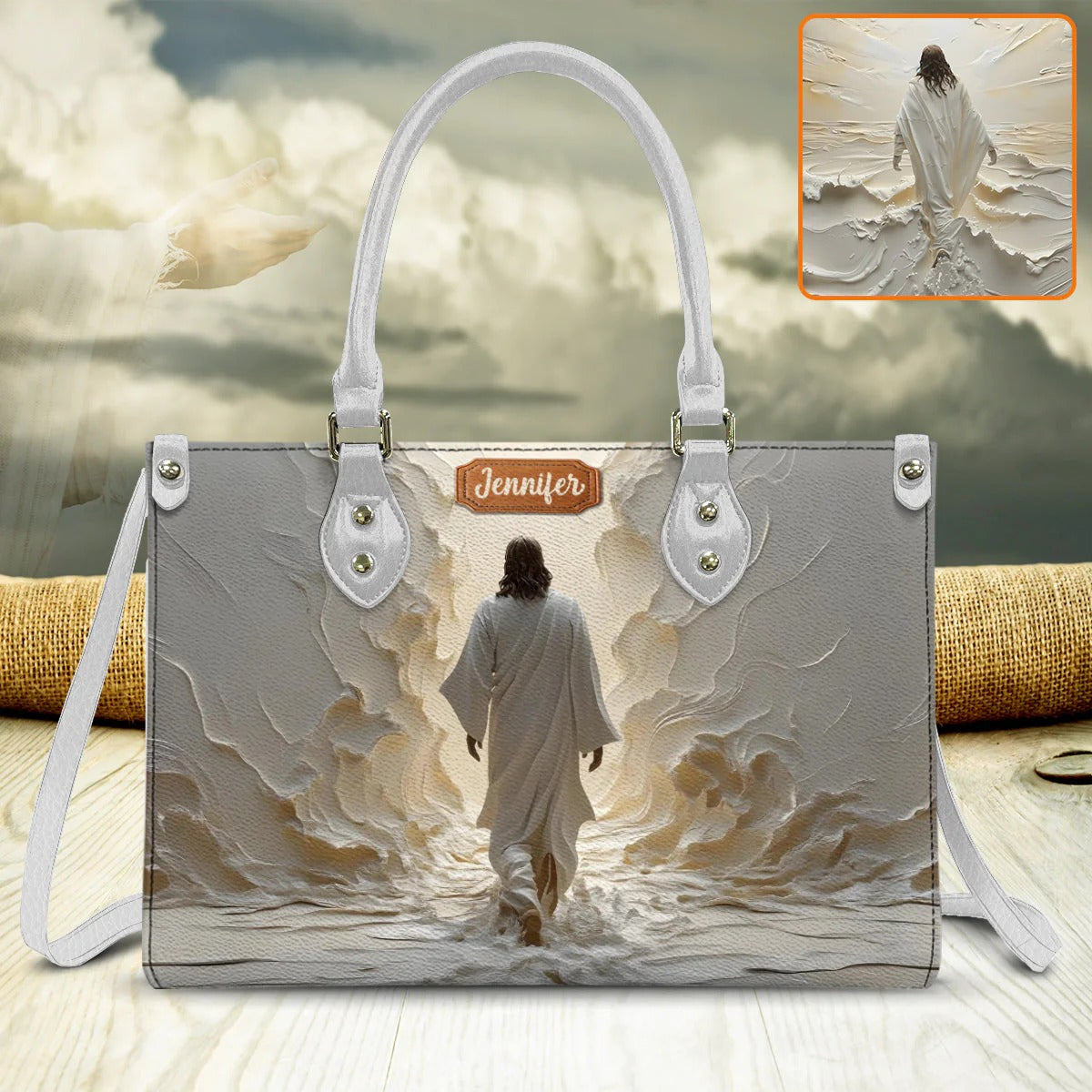 Walk With God - Personalized Christian Leather Handbag - Boho Handbag - Leather Shoulder Bag