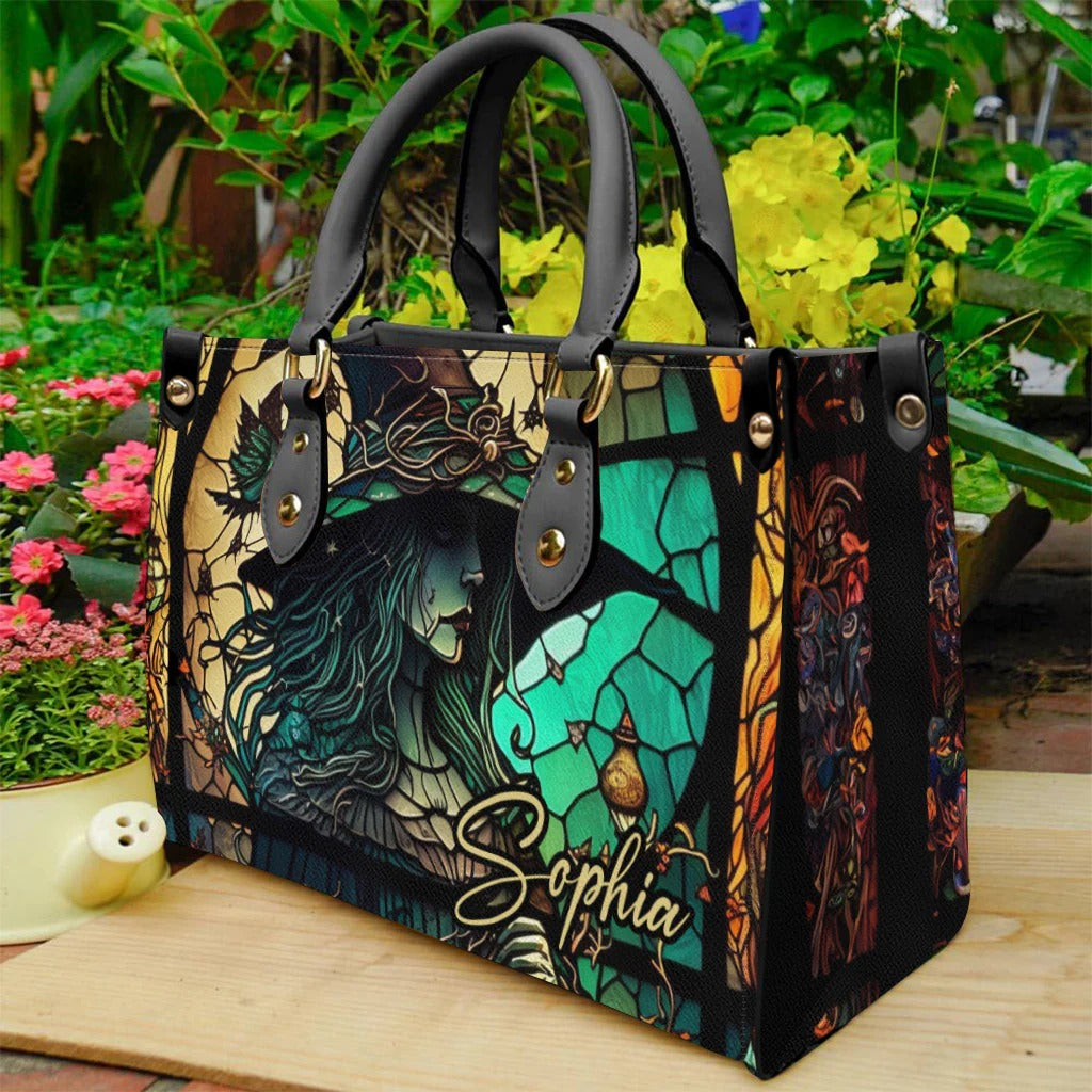 Mysterious Witch - Personalized Witch Leather Handbag - Boho Handbag - Leather Shoulder Bag