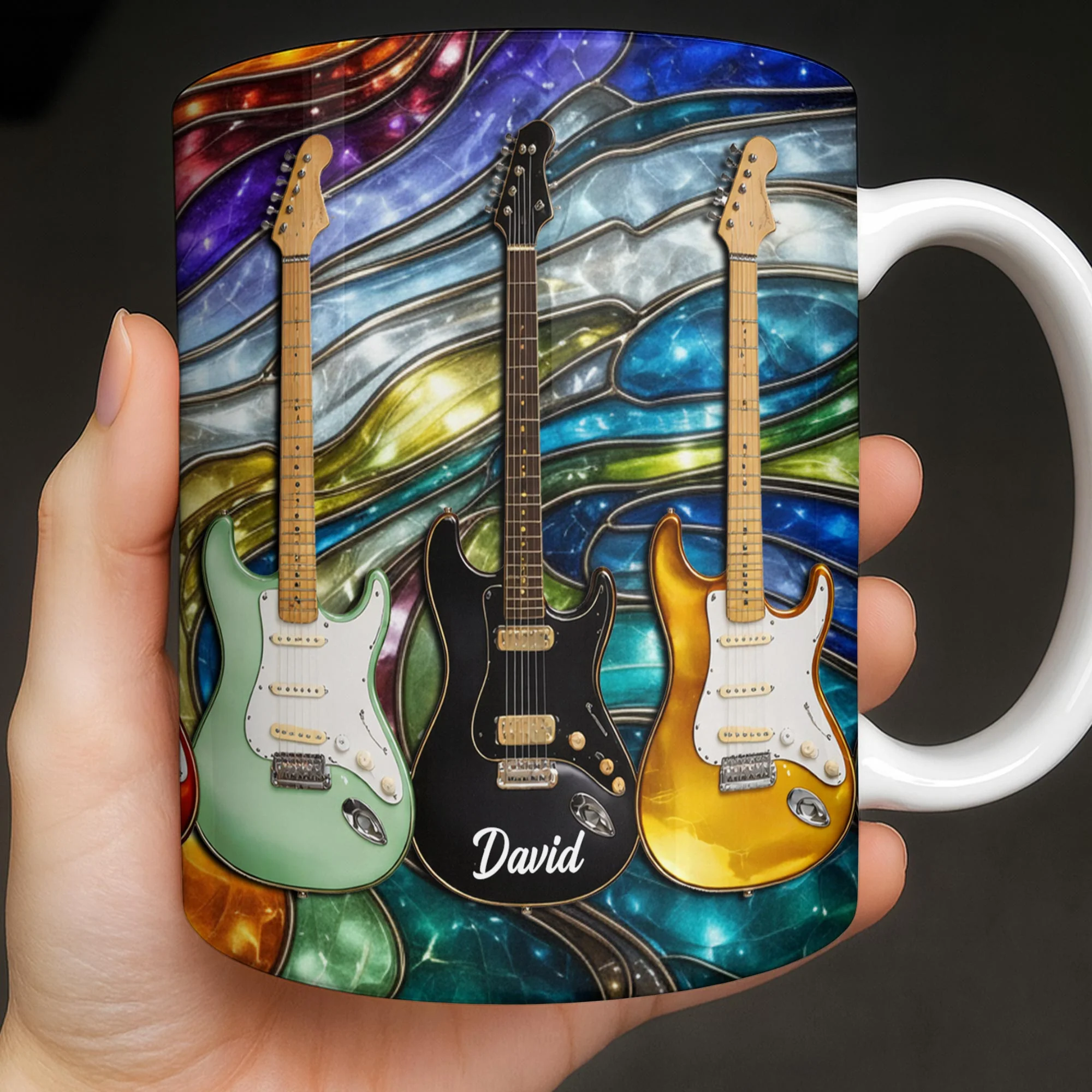Electric Guitar Art Coffee Mug, Personalized Coffee Mug, Gift For Music Lovers, Presents For Dad