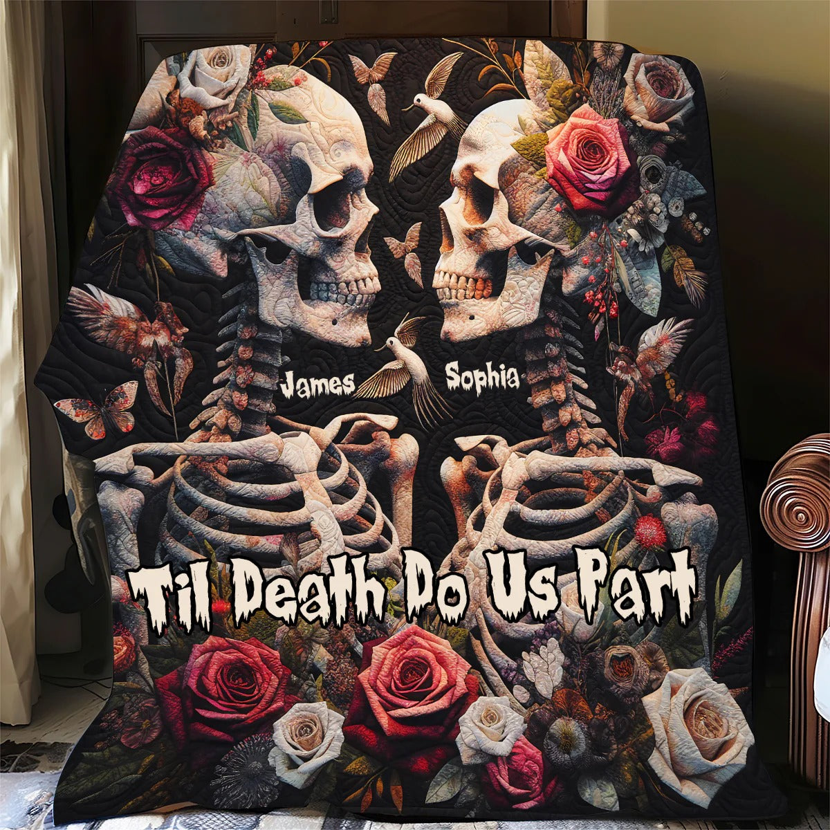 Til Death Do Us Part Blanket, Skull Halloween Blanket, Halloween Costumes, Gift for Halloween