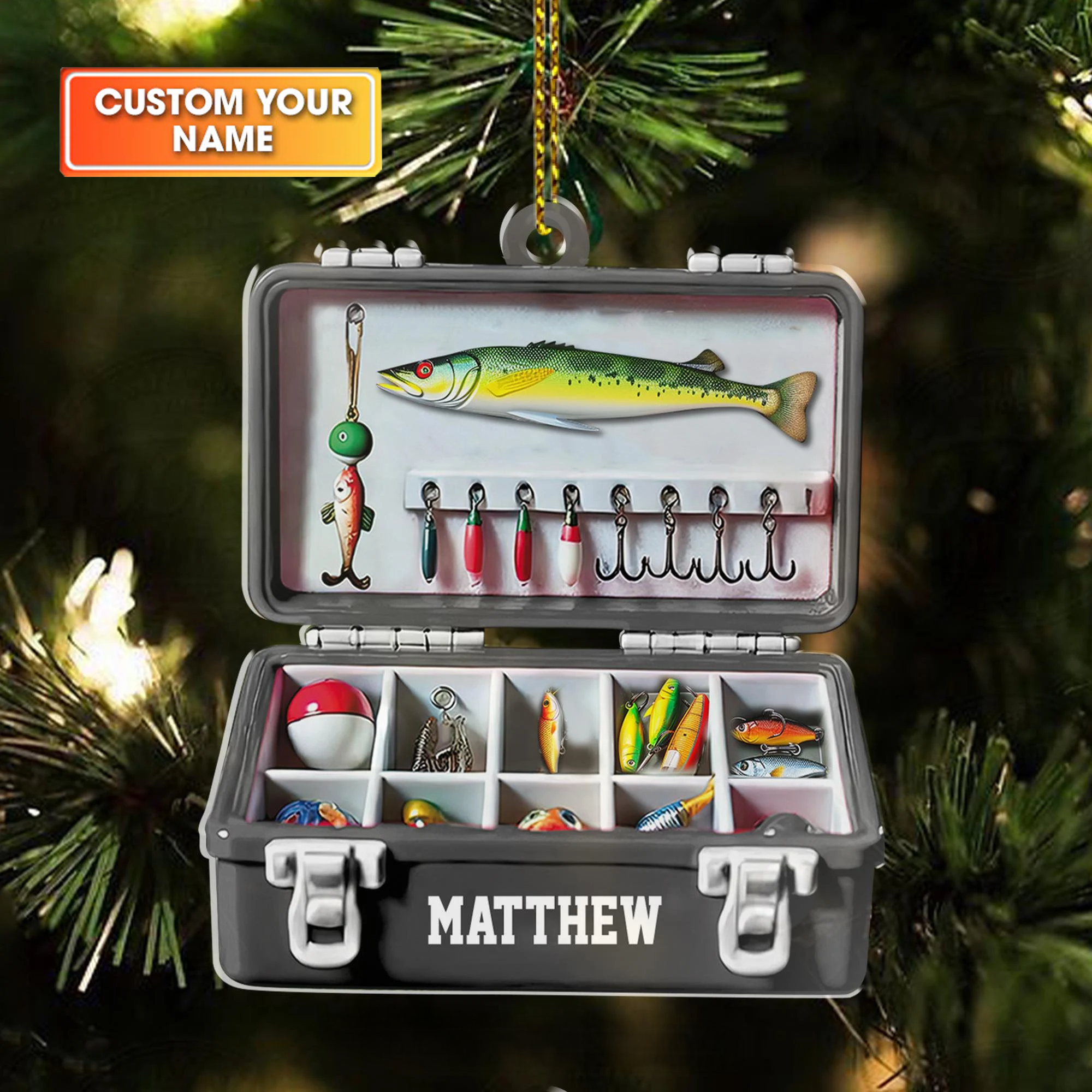 Fishing Tackle Box Acrylic Ornaments, Fishing Christmas Gifts, Fisherman Christmas Ornaments, Presents For Fishermen