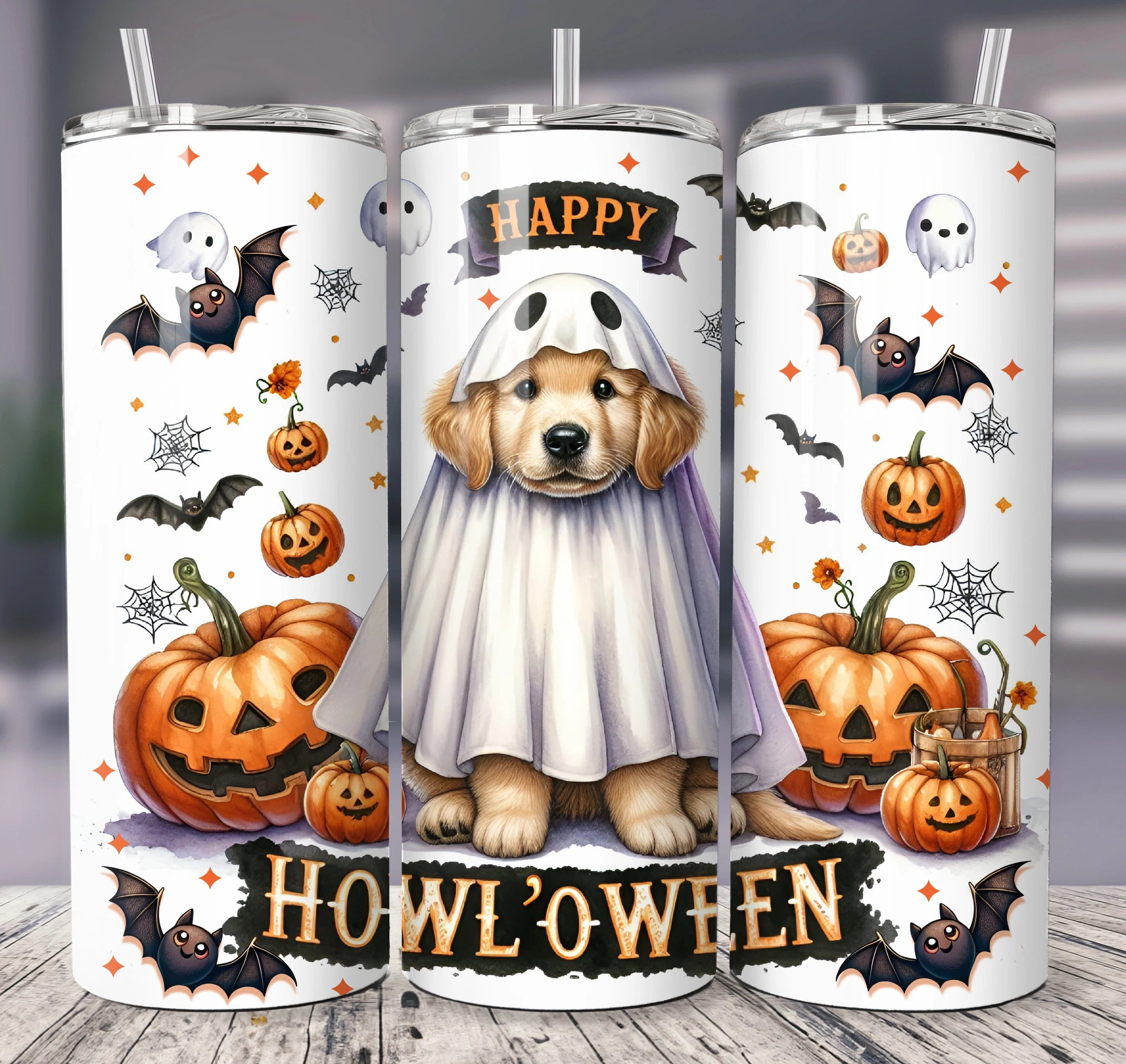 Golden Retriever Halloween 20oz 30oz Tumbler, Cute Dog Mom Tumbler, Gift for Dog Lovers, Halloween Gifts