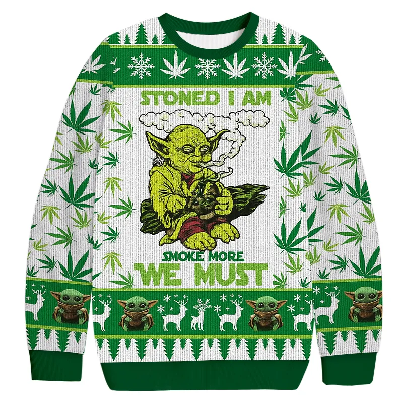 Stoned I am Smoke More We Must Vintage Christmas Sweater, Ugly Xmas Sweater, Christmas Ugly Sweatshirt