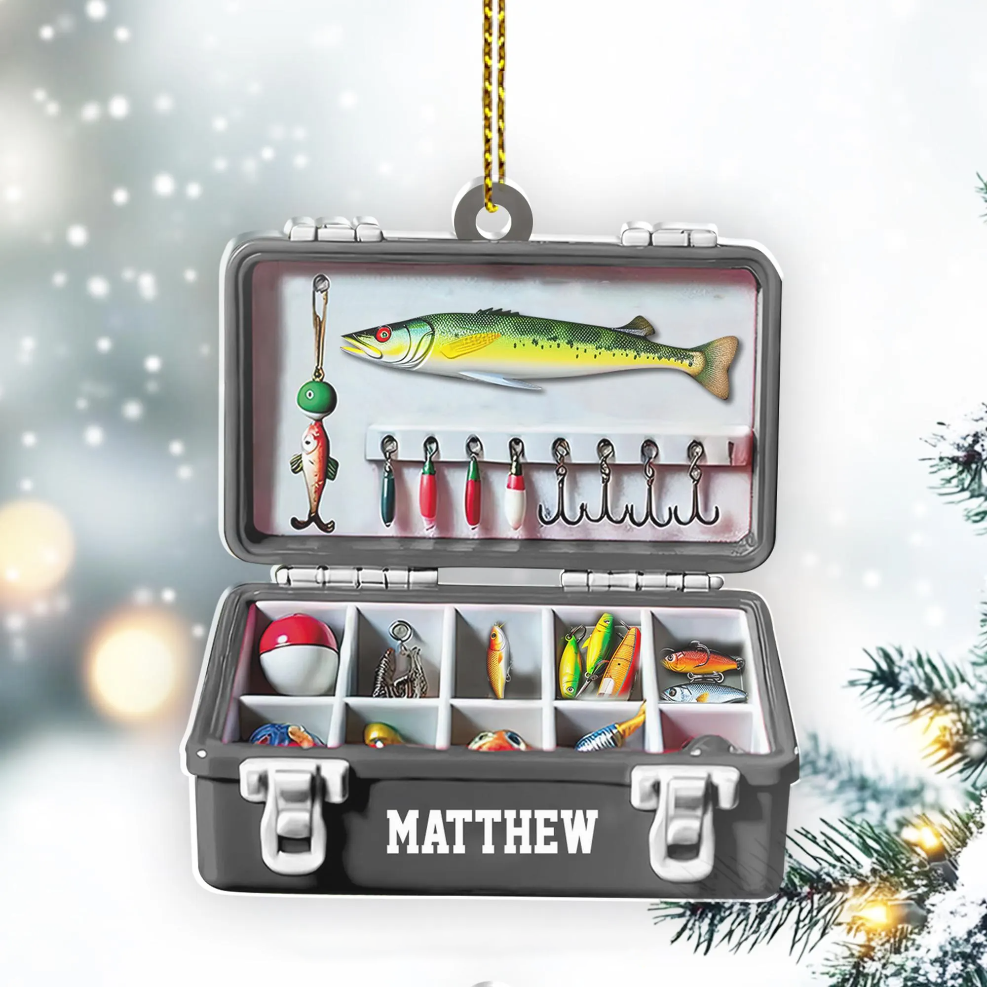 Fishing Tackle Box Acrylic Ornaments, Fishing Christmas Gifts, Fisherm – CustomFam