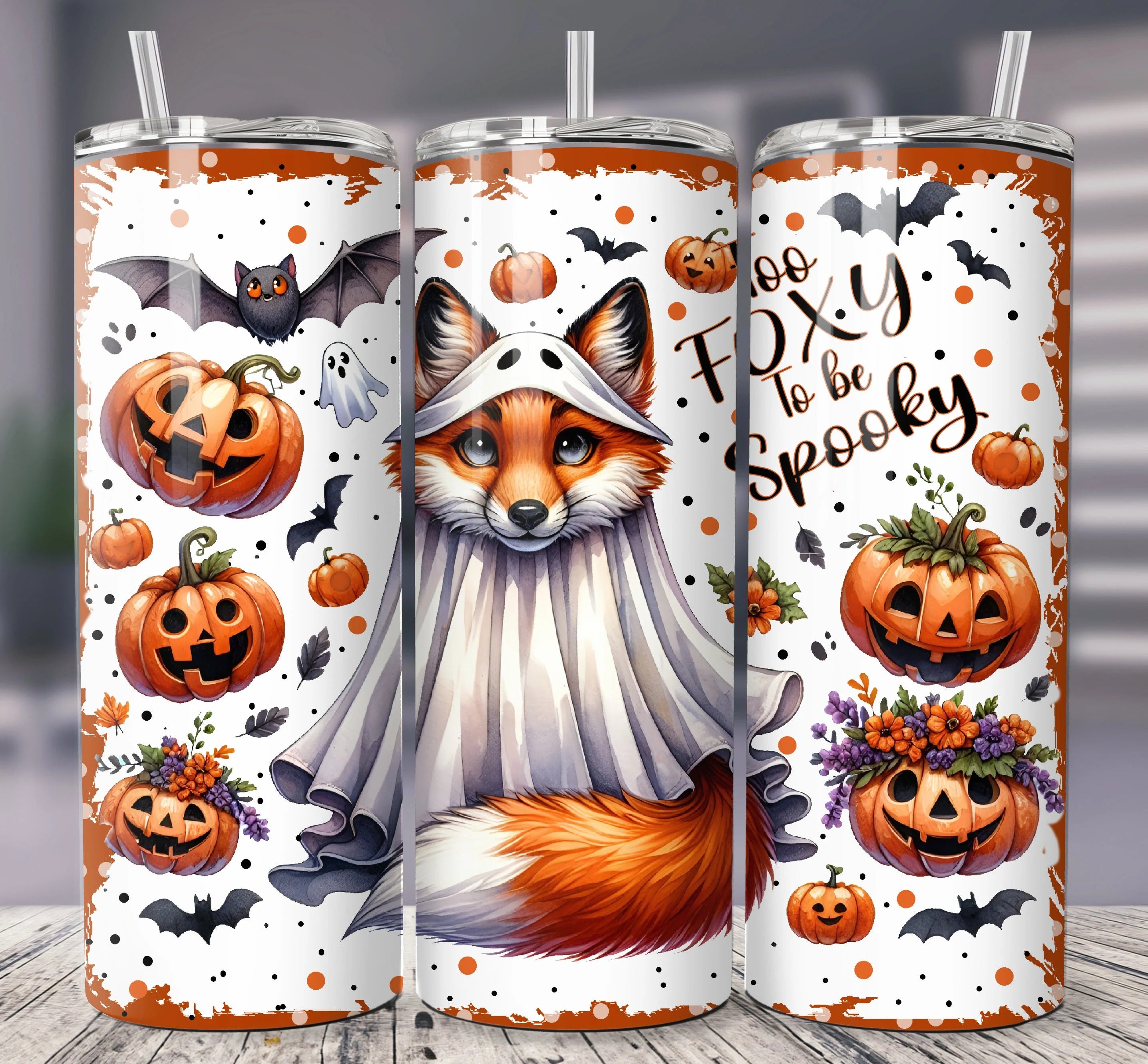 Foxy Halloween 20oz 30oz Tumbler, Spooky Fox Lover Gift, Fox Halloween Costumes, Halloween Gifts
