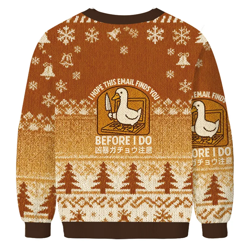 I Hope This Email Finds You Goose With A Knife Vintage Christmas Sweat ...