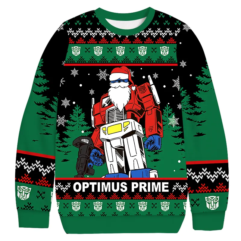 Optimus Prime Bumblebee Santa Ugly Sweater, Funny Christmas Ugly Sweatshirt, Xmas Ugly Sweater