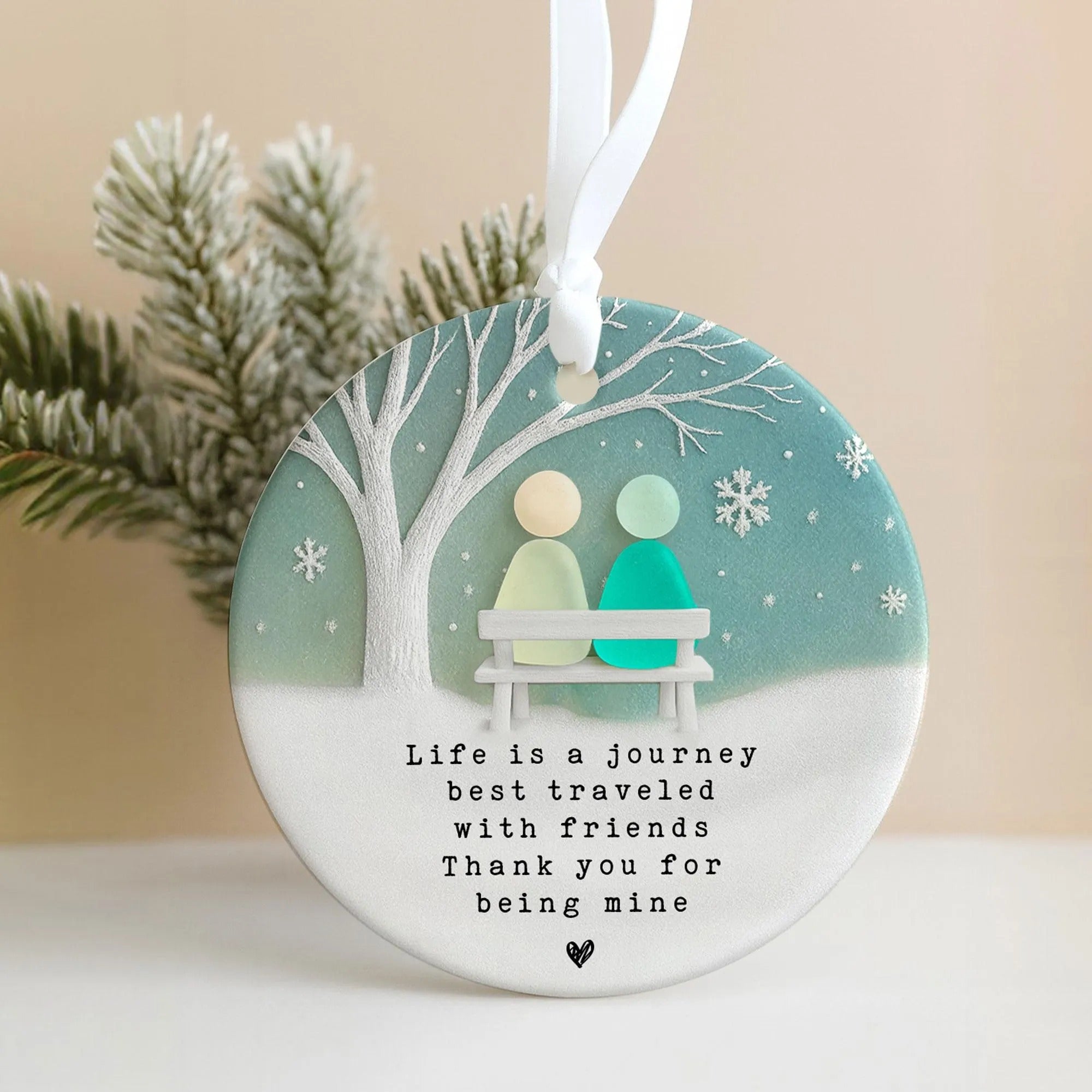 Life Is A Journey Best Traveled With Friends Ornament, Ceramic Ornament, Christmas Ornament