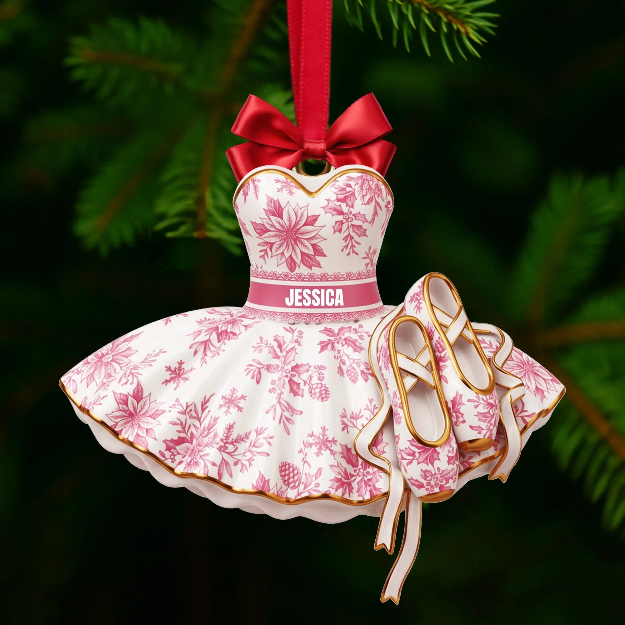 Blooming Ballet Dress Acrylic Ornament, Ballerina Ornaments, Gifts For Ballerina, Xmas Tree Hanging Decor