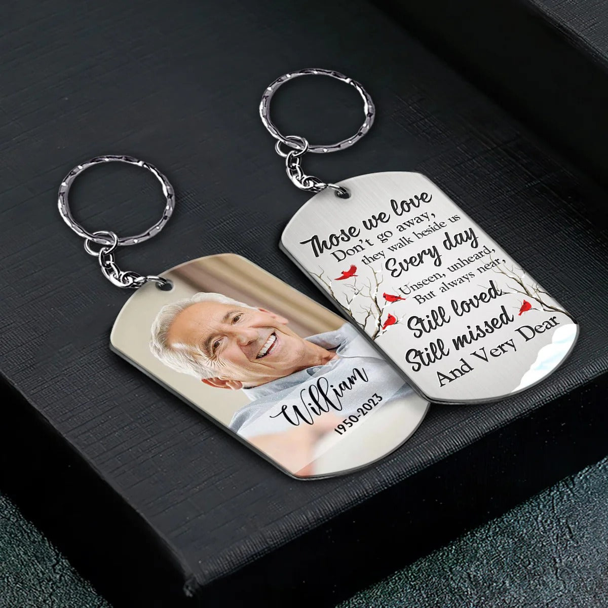 Those We Love Don't Go Away Memorial Keychain, Stainless Keychain, Custom Photo Keychain