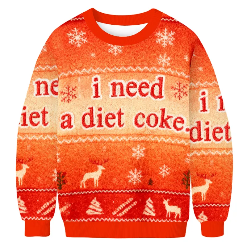 I Need A Diet Coke Ugly Sweater, Funny Christmas Ugly Sweatshirt, Xmas Ugly Sweater