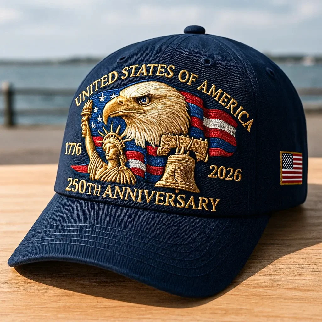 America First Hat United States 250th Anniversary Printed Hat, Patriotic Hat, Classic Cap
